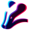 Stylized black badger head logo with neon cyan and magenta shadows, representing Alex Badger brand.